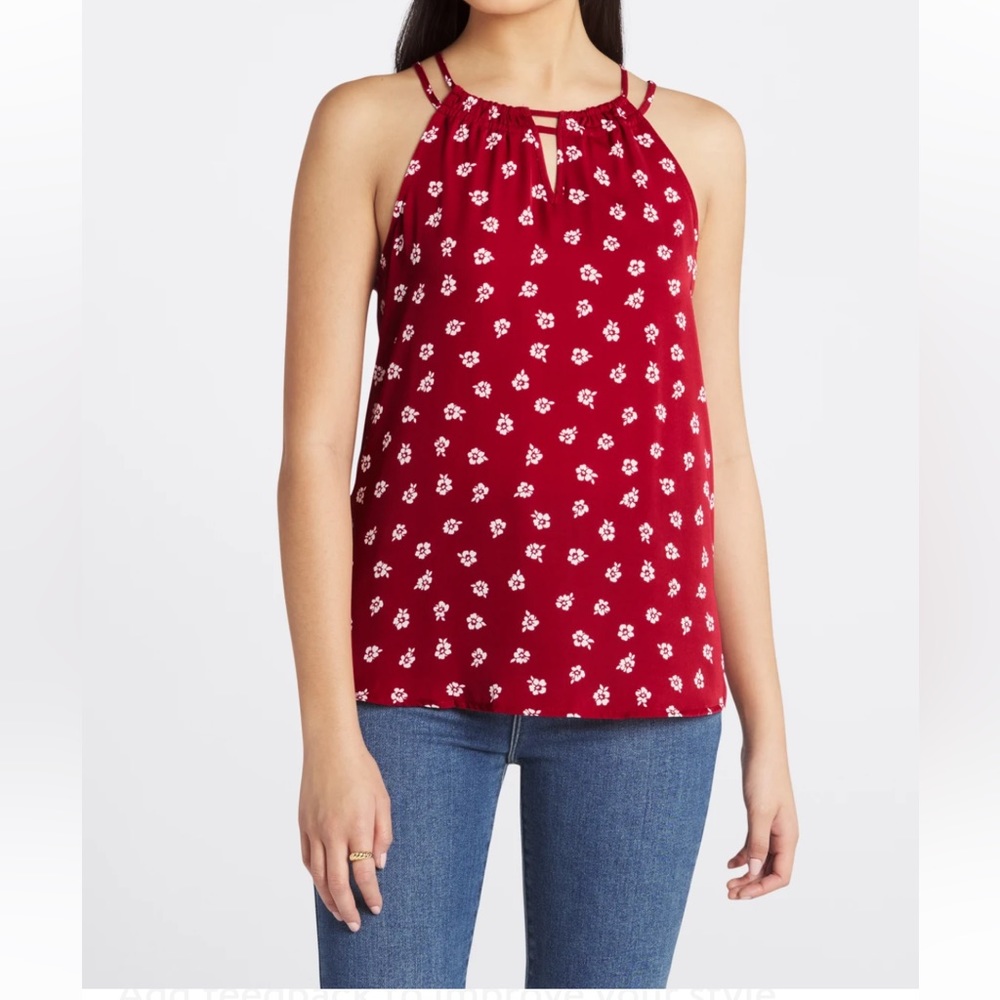 41 Hawthorn Stitch Fix Patterned Red Halter Tank size Large